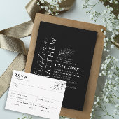 Carte RSVP simple Botanique Noir blanc choix de re