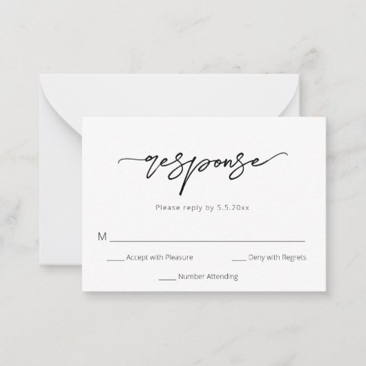 Carte RSVP simple Budget Moderne Mariage (Devant)
