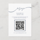 Carte RSVP simple Chic Navy Blue QR Code Mariage (Devant)