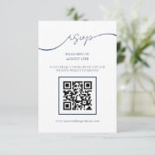 Carte RSVP simple Chic Navy Blue QR Code Mariage (Debout devant)