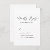 Carte RSVP simple de calligraphie noire délicate (Devant / Derrière)