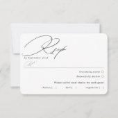 Carte RSVP simple de choix de repas noir et blanc (Devant)