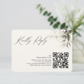 Carte RSVP simple de code QR botanique de verdure (Debout devant)