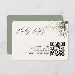 Carte RSVP simple de code QR botanique de verdure
