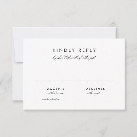 Carte RSVP simple de mariage chic de 3,5 po x 5 po (Devant)