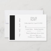 Carte RSVP simple de mariage noir budget (Devant)