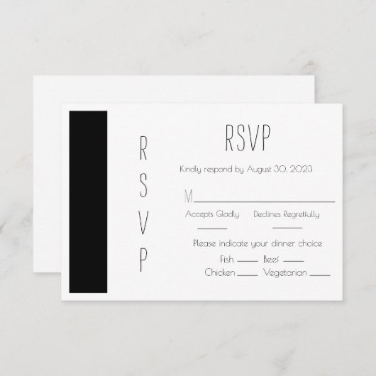 Carte RSVP simple de mariage noir budget (Devant / Derrière)