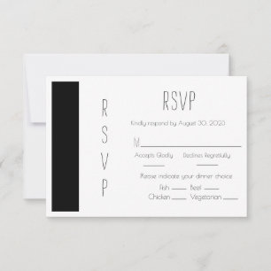 Carte RSVP simple de mariage noir budget