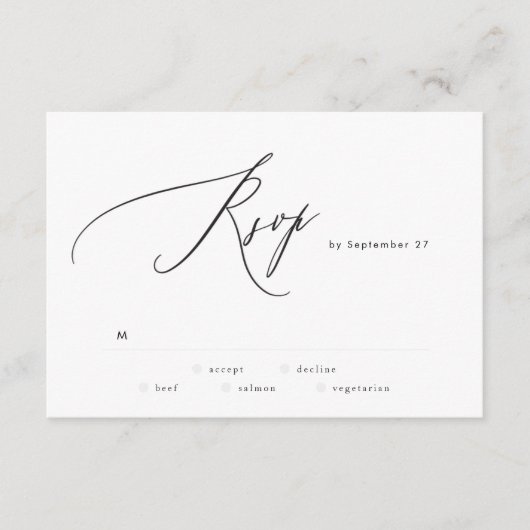 Carte RSVP simple de mariage noir et blanc moderne (Devant)