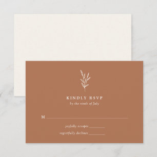 Carte RSVP simple de mariage orange brûlé botaniqu