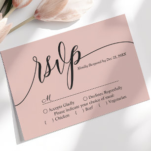 Carte RSVP simple de mariage rose corail doux