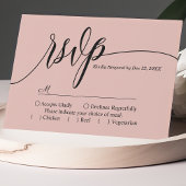 Carte RSVP simple de mariage rose corail doux