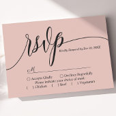 Carte RSVP simple de mariage rose corail doux