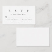 Carte RSVP simple de réponse Mariage gris (Devant / Derrière)