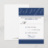 Carte RSVP Simple Designer (bleu marine) (Devant / Derrière)