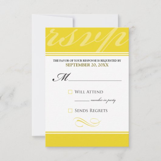 Carte RSVP Simple Designer (jaune néon) (Devant)