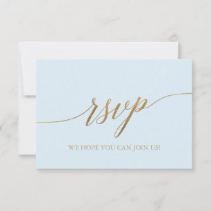 Carte RSVP simple Elegant Gold et Blue Calligraphy