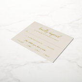 Carte RSVP simple Elegant Gold Foil Ivory Wedding (Rotation)