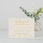 Carte RSVP simple Elegant Gold Foil Ivory Wedding (Debout devant)