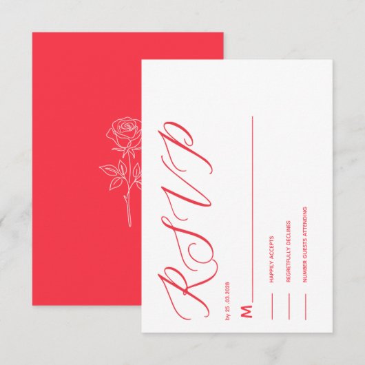 carte RSVP simple élégant jus rouge classique (Devant / Derrière)