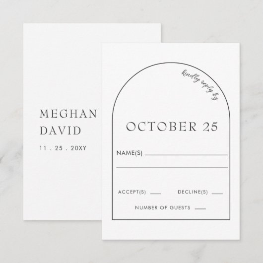 Carte RSVP simple Elegant Moderne Arch Wedding (Devant / Derrière)