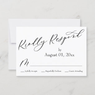 Carte RSVP simple, élégante, moderne et adaptée à 