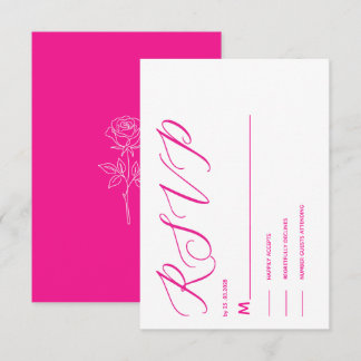 carte RSVP simple élégante rose fuchsia classique