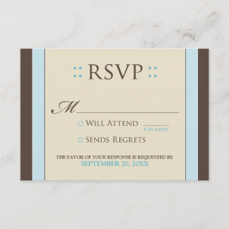Carte RSVP simple et élégante (bleu bébé/chocolat)