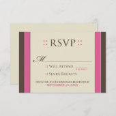 Carte RSVP simple et élégante (fuchsia/chocolat) (Devant / Derrière)