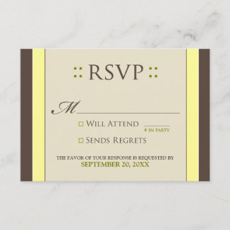 Carte RSVP simple et élégante (jaune/chocolat)