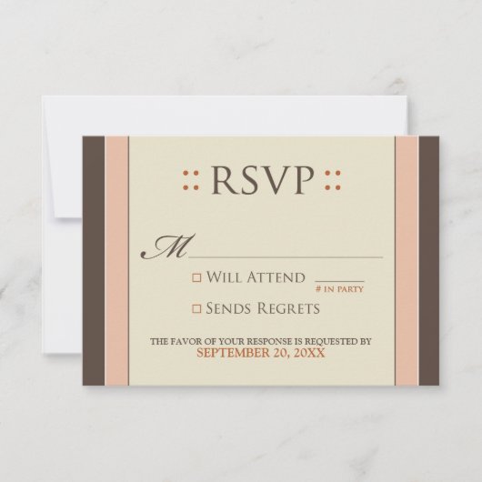 Carte RSVP simple et élégante (rose bébé/chocolat) (Devant)