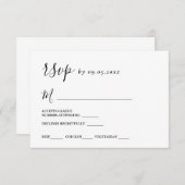 Carte RSVP simple et moderne pour Mariage (Devant / Derrière)