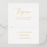 Carte RSVP simple Formal Elegant Gold Foil Mariage