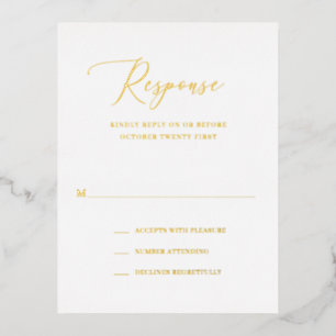 Carte RSVP simple Formal Elegant Gold Foil Mariage