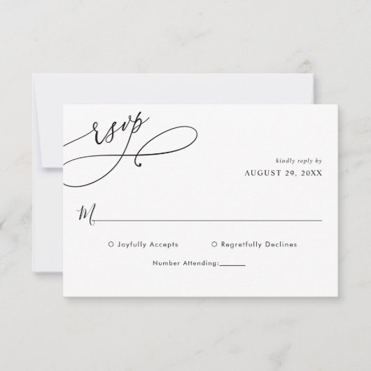 Carte Rsvp simple Mariage de script élégant (Devant)
