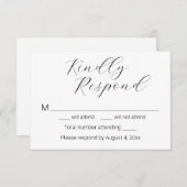 Carte RSVP simple minimaliste élégant de mariage d (Devant / Derrière)