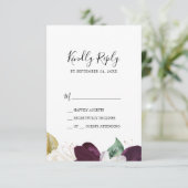 Carte RSVP simple Moody Purple Blooms (Debout devant)