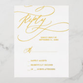 Carte RSVP simple pour Mariage d'huile d'or romant (Recto)