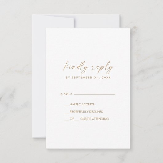 Carte RSVP simple pour script or moderne (Devant)