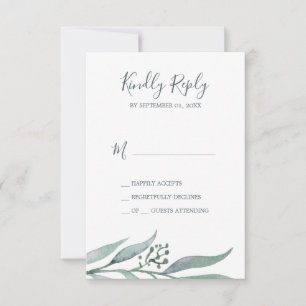 Carte RSVP simple Purple et Green Eucalyptus