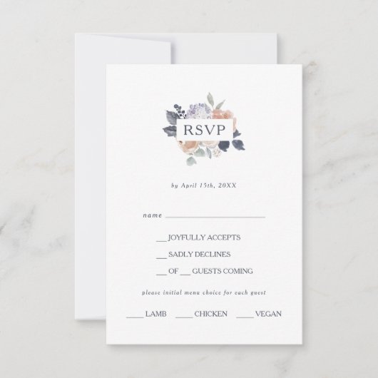 Carte RSVP simple Rustic Floral (Devant)