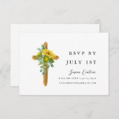 Carte RSVP simple Rustique Cross Baptism (Devant / Derrière)