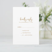 Carte RSVP simple Rustique Script Gold (Debout devant)
