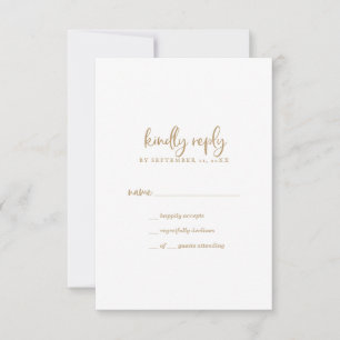 Carte RSVP simple Rustique Script Gold