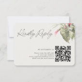 Carte RSVP simple Tropical Floral QR Code (Devant)
