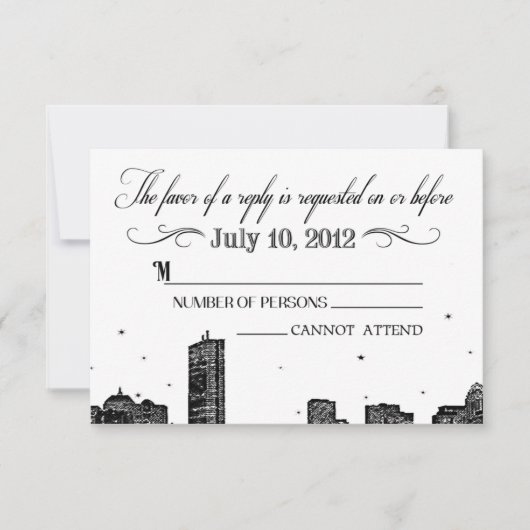Carte RSVP skyline de Boston (Devant)