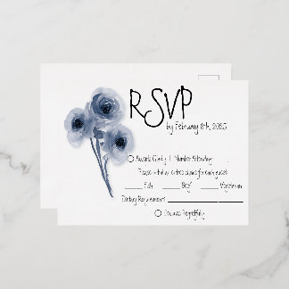 Carte RSVP Soft Blue Flower Wedding