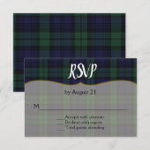 Carte RSVP Soignée Noir Stylish Tartan Watch Maria (Devant / Derrière)