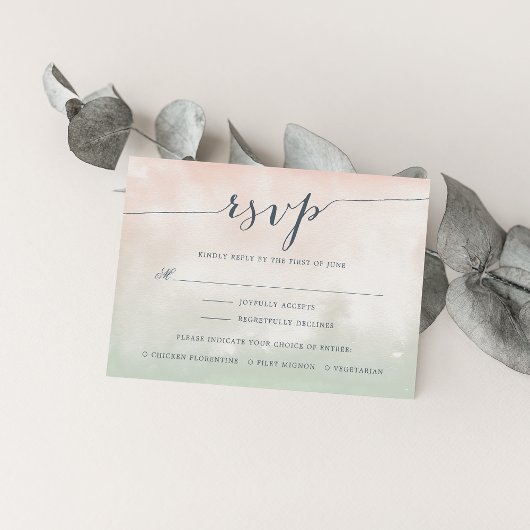 Carte RSVP Sorbet Watercolor avec choix de repas