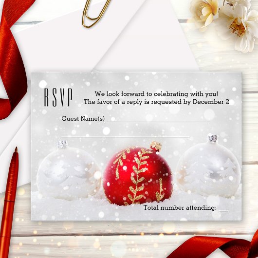 Carte RSVP Sparkings neige Silver Noël